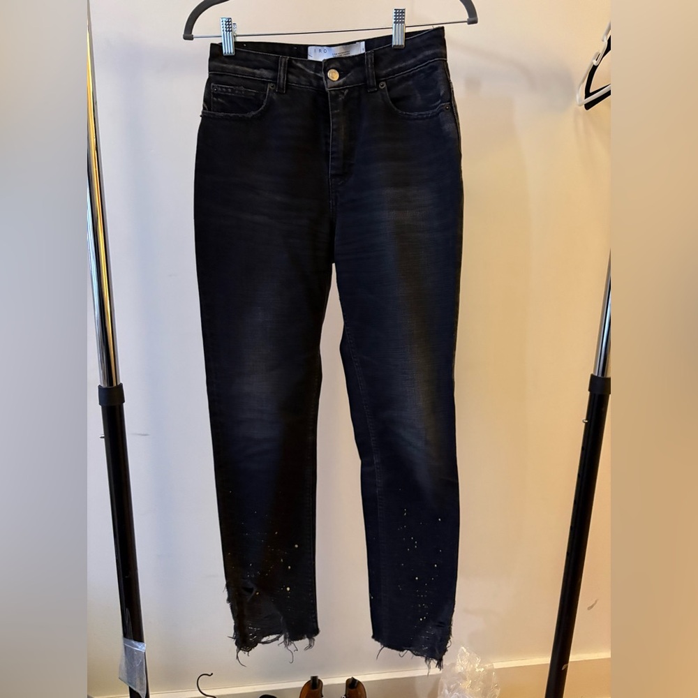 IRO Distressed Black Ankle Jeans